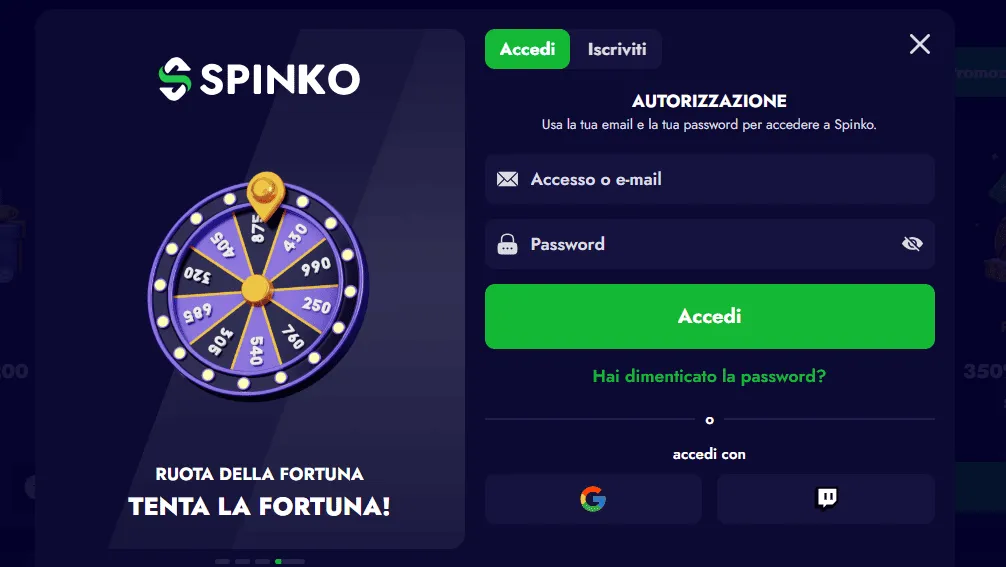 Registrazione Spinko Casino 2